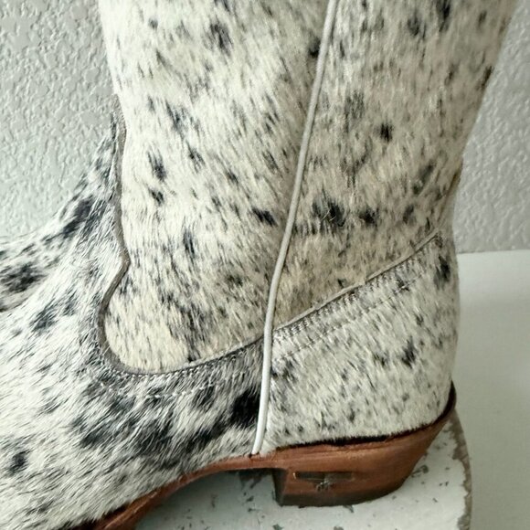 Lane Boots Womens Cowhide Cowboy Boots Tall Black Western Cow Skin Size 7 NEW - Picture 6 of 12